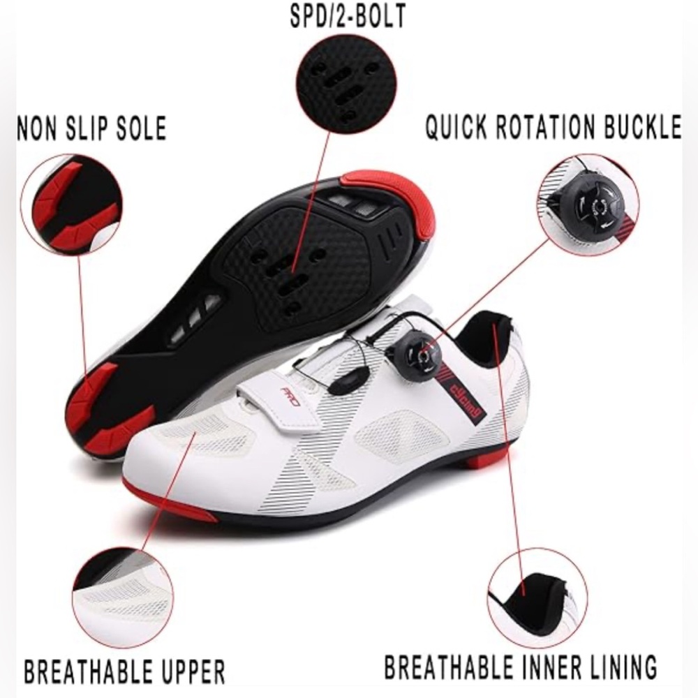 Unisex Road Bike Cycling Shoe size 7 (U.S.) white